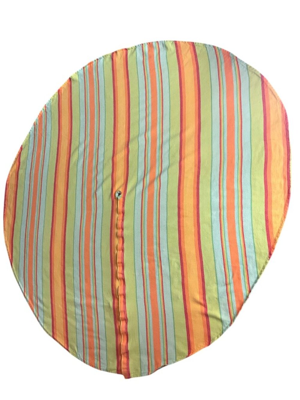 VTG MCM Cotton Park Cottage Striped Cotton Outdoor Round Tablecloth Umbrella Hol - Picture 2 of 13